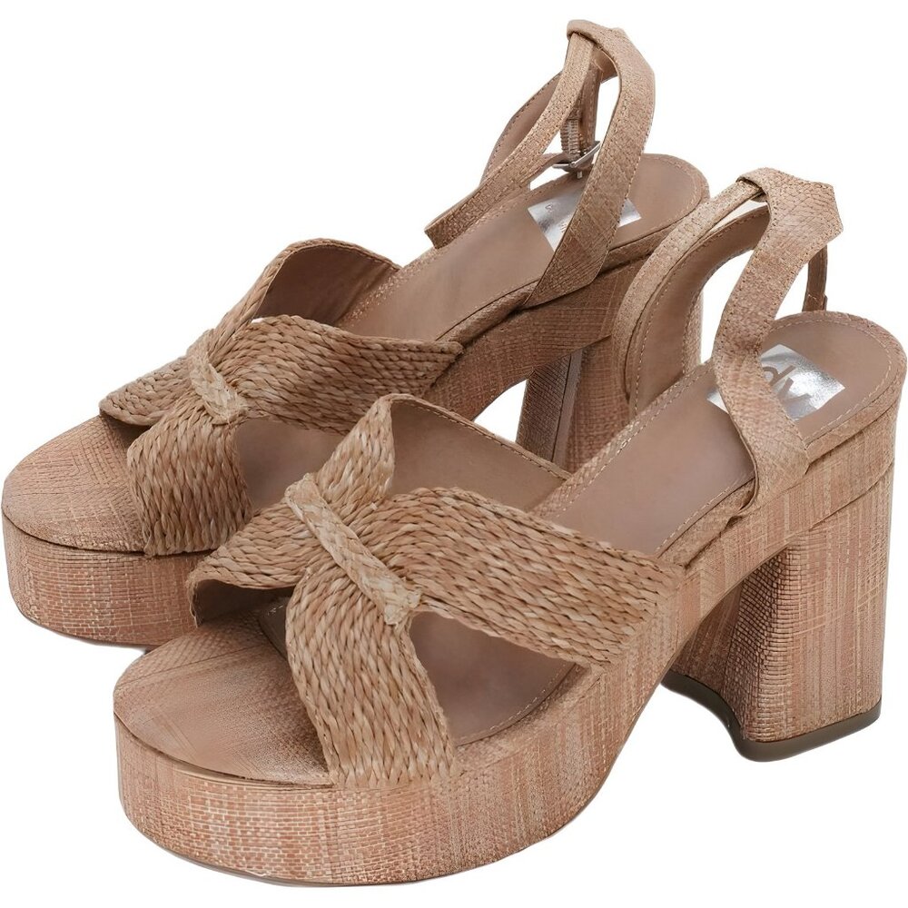 DV Dolce Vita Waylan Raffia Platform Sandals - Cafe Raffia - Women's US 9.5 - Picture 2 of 6